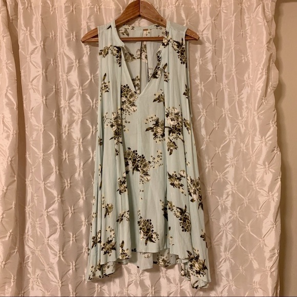 Free People Tree Swing Floral Cutout Tunic Mini Dress Mint Green - Picture 2 of 14